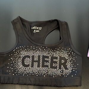 bcg Black Rhinestone CHEER Racerback Sports Bra
